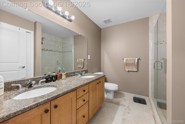 392 Gunston Ct, Troy, MI 48083 - full bath with double vanity, a shower stall, and tile patterned floors