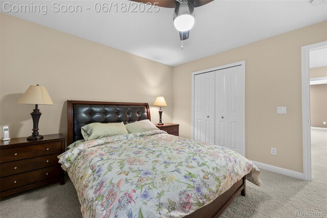 392 Gunston Ct, Troy, MI 48083 - bedroom with carpet, a closet, and ceiling fan