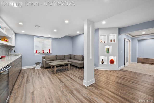 392 Gunston Ct, Troy, MI 48083 - living room featuring wood finished floors and recessed lighting
