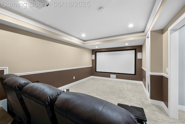 392 Gunston Ct, Troy, MI 48083 - carpeted home theater featuring recessed lighting and a raised ceiling