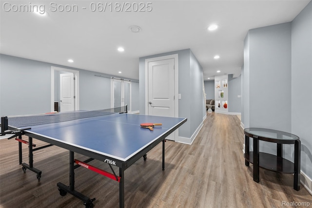 392 Gunston Ct, Troy, MI 48083 - game room with wood finished floors and recessed lighting