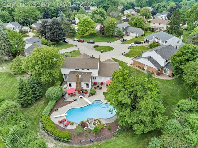43115 Whisper Ct, Northville, MI 48168 - aerial perspective of suburban area featuring a pool area