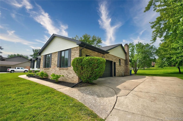 507 Charing Cross Dr, Grand Blanc, MI 48439 - view of property exterior featuring brick siding, driveway, a yard, and a garage