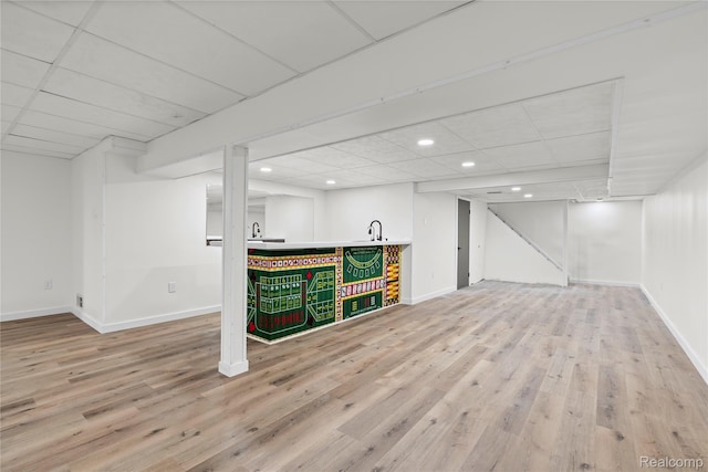 507 Charing Cross Dr, Grand Blanc, MI 48439 - finished basement featuring bar area, wood finished floors, and recessed lighting