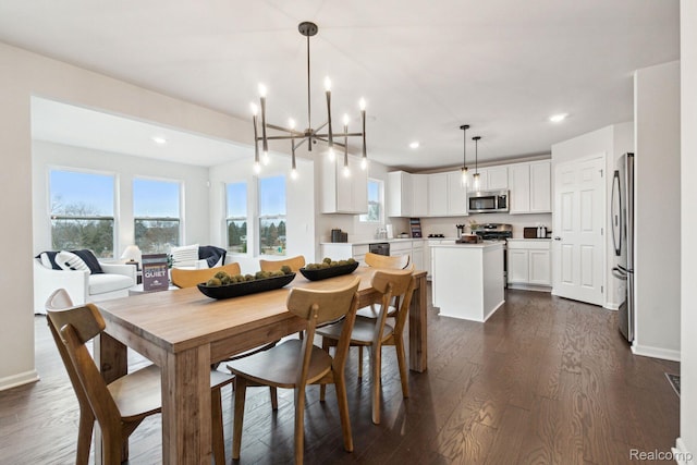 4278 Oak St, Grand Blanc, MI 48439 - dining space with dark wood-style floors, recessed lighting, and a chandelier