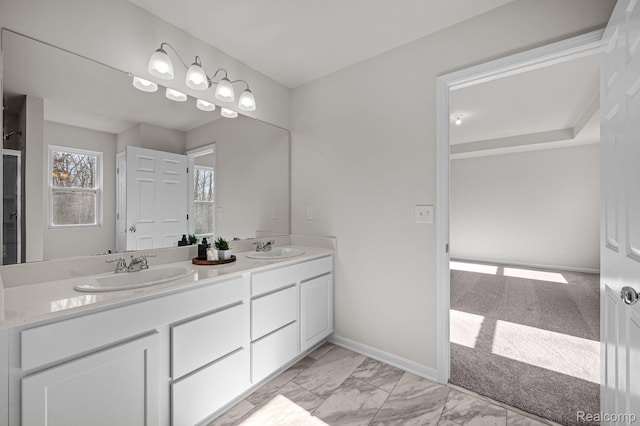 4278 Oak St, Grand Blanc, MI 48439 - full bath featuring double vanity and marble finish floors