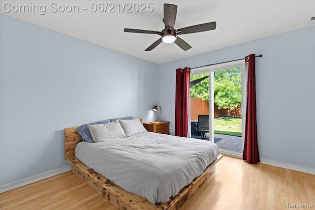 30546 Townley St, Madison Heights, MI 48071 - bedroom featuring access to exterior, wood finished floors, and a ceiling fan