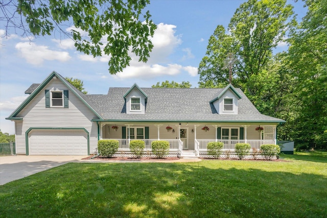 30170 Beeson St, Dowagiac, MI 49047 - new england style home with covered porch, driveway, a front lawn, and a shingled roof