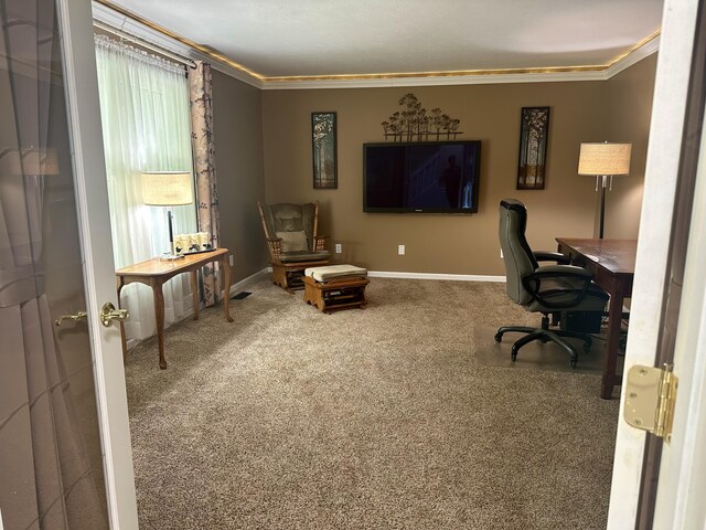30170 Beeson St, Dowagiac, MI 49047 - carpeted office space with crown molding and baseboards