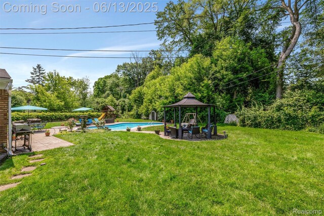 24960 S Cromwell Dr, Franklin, MI 48025 - view of grassy yard with a gazebo and a patio