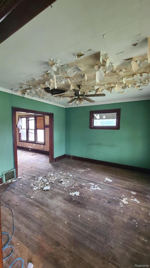 193 Division St, River Rouge, MI 48218 - unfurnished room featuring crown molding, plenty of natural light, and ceiling fan