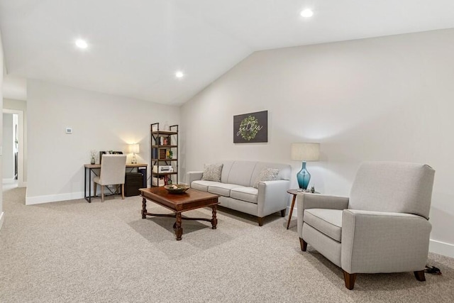 929 Harbor Dr E # 27, Saint Joseph, MI 49085 - living area with light colored carpet, vaulted ceiling, and recessed lighting