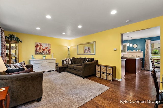 69 Cheyenne Ave, Holland, MI 49424 - living area with dark wood-style flooring and recessed lighting