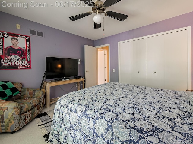 16820 Edloytom Way Unit 172, Clinton Township, MI 48038 - carpeted bedroom with a closet and a ceiling fan