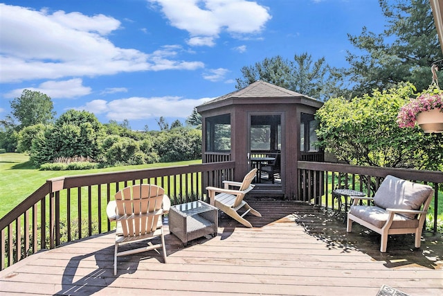 712 Dornoch Dr, Ann Arbor, MI 48103 - deck with a lawn and a sunroom