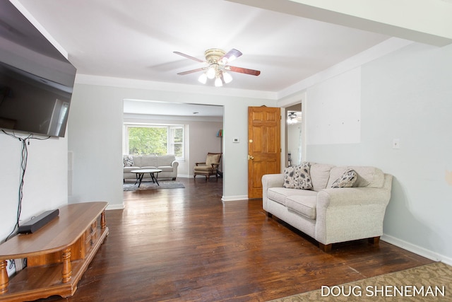 3747 Leonard St NW, Grand Rapids, MI 49534 - living area with dark wood-style floors and a ceiling fan