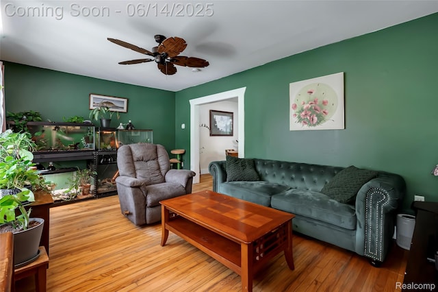 1217 E Madge Ave, Hazel Park, MI 48030 - living room with ceiling fan and wood-type flooring