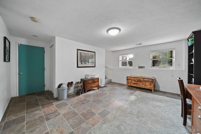 13832 Grandview Dr, Cement City, MI 49233 - bedroom featuring a textured ceiling and stone finish flooring