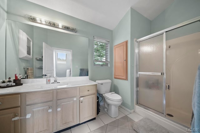 13832 Grandview Dr, Cement City, MI 49233 - full bath with vanity, a stall shower, and tile patterned flooring