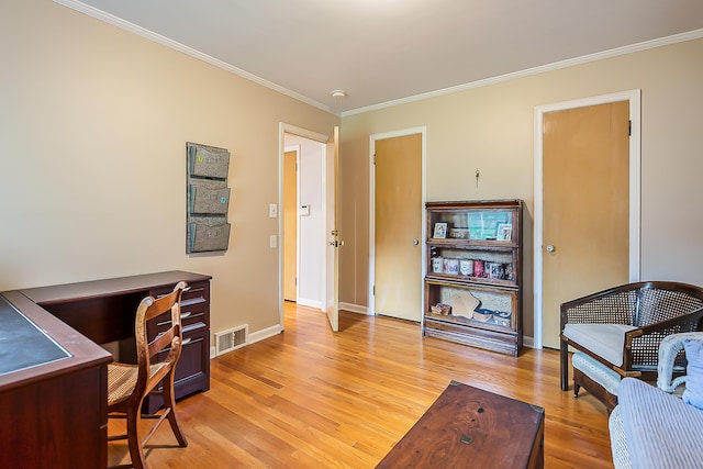 2104 Winchell Dr, Ann Arbor, MI 48104 - office featuring crown molding and light wood-style floors
