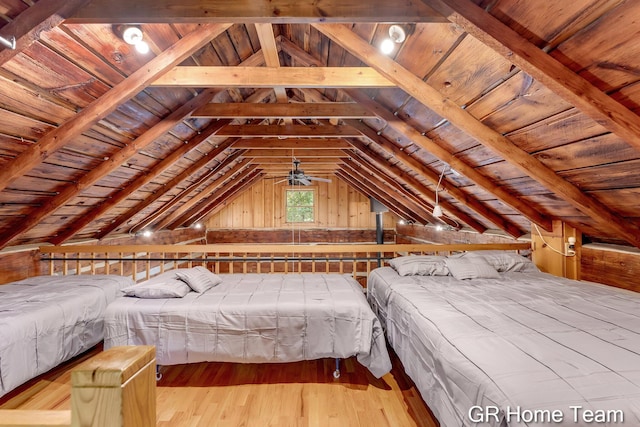 8607 S Ferris Ave, Newaygo, MI 49337 - bedroom with wood ceiling, vaulted ceiling, and wood finished floors