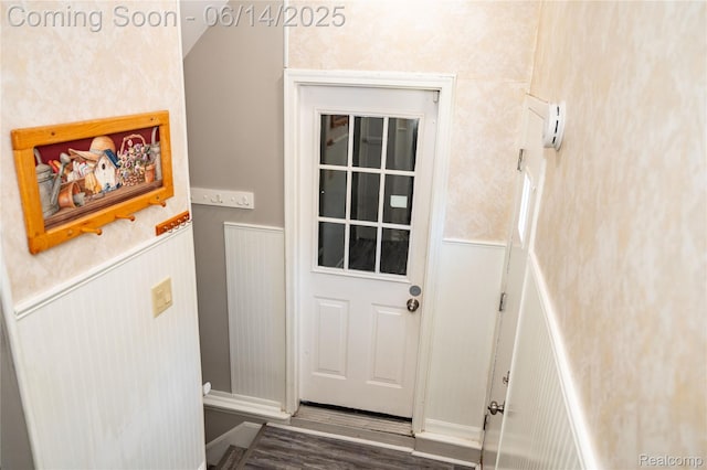 30320 Moulin Ave, Warren, MI 48088 - entryway with a wainscoted wall and wood finished floors