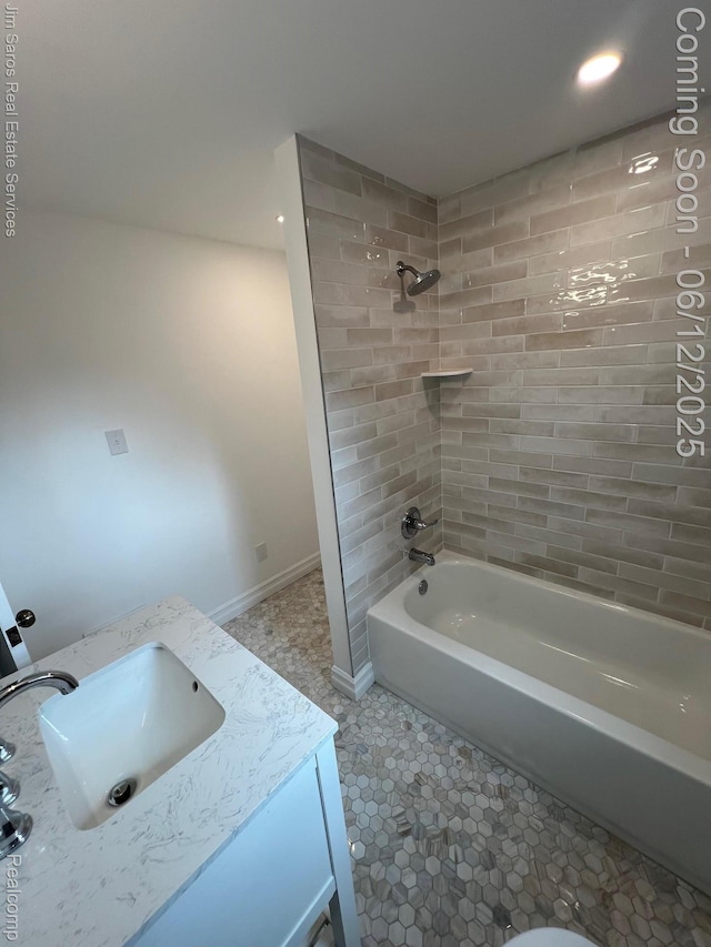 249 Ridgemont Rd, Grosse Pointe, MI 48236 - full bath with vanity, tub / shower combination, recessed lighting, and tile patterned floors