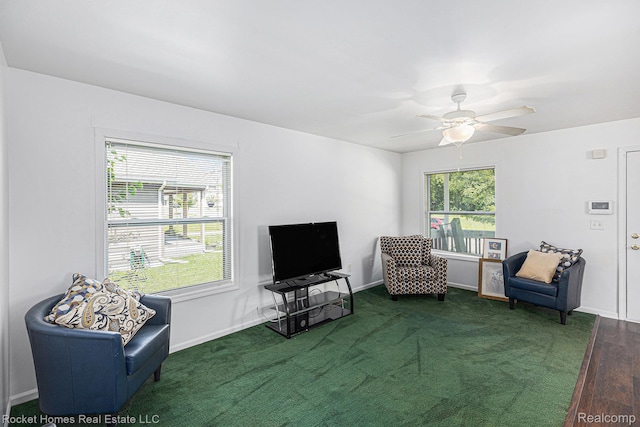 354 Ferry Ave, Pontiac, MI 48341 - living area with a ceiling fan and wood finished floors
