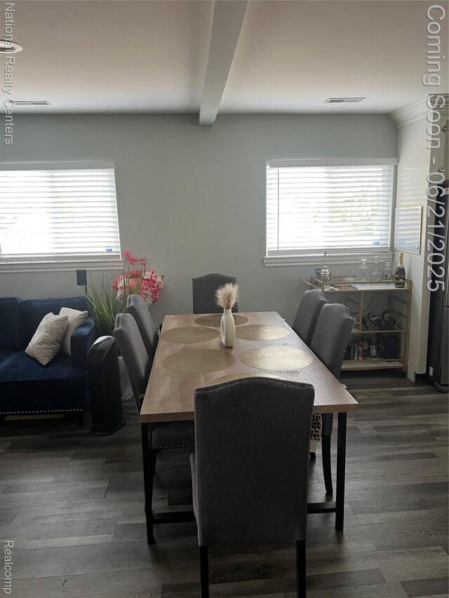 13203 Frazho Rd, Warren, MI 48089 - dining room featuring wood finished floors and beam ceiling