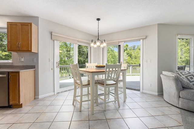 5448 Waterfield Ct, Ann Arbor, MI 48108 - dining room featuring a chandelier, healthy amount of natural light, and a textured ceiling