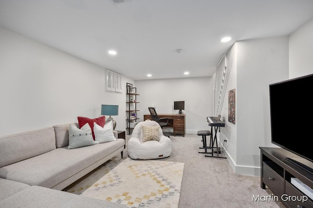 2243 Cambridge Dr SE, Grand Rapids, MI 49506 - living area with carpet, recessed lighting, and an office area