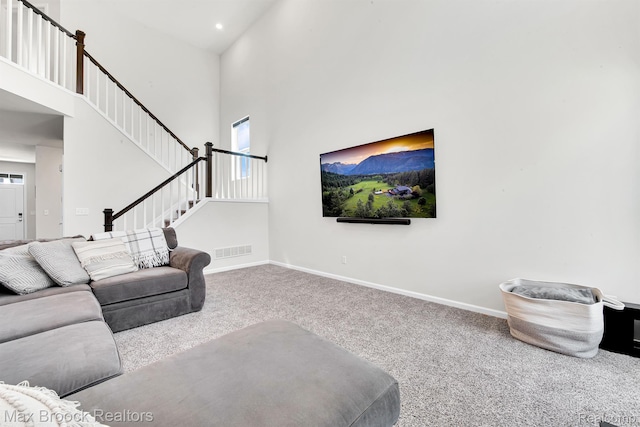 2799 Gallop Way, Saline, MI 48176 - carpeted living area featuring stairway and a high ceiling