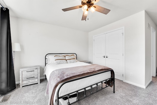 2799 Gallop Way, Saline, MI 48176 - bedroom featuring light carpet, a closet, and a ceiling fan