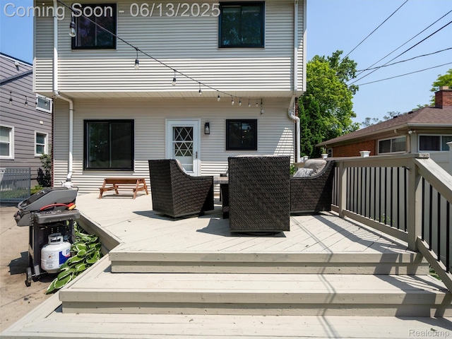 2147 Princeton Rd, Berkley, MI 48072 - wooden terrace featuring an outdoor living space and area for grilling
