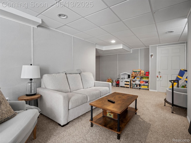 2147 Princeton Rd, Berkley, MI 48072 - carpeted living area featuring a drop ceiling and recessed lighting
