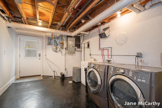 1101 Cadillac Dr SE, Grand Rapids, MI 49506 - laundry area featuring washing machine and clothes dryer and electric panel