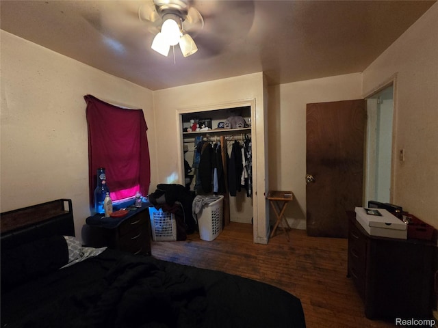 20200 Greeley St, Detroit, MI 48203 - bedroom featuring wood finished floors, a closet, and ceiling fan
