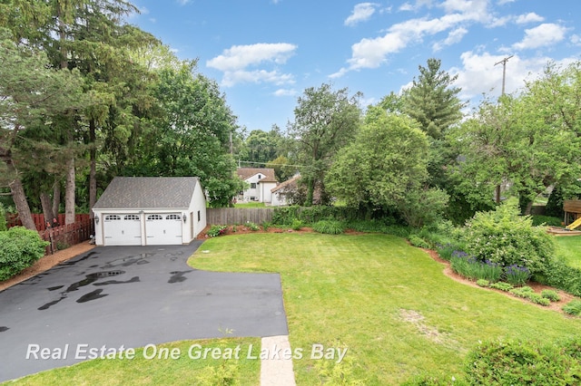 34 E Hannum Blvd, Saginaw, MI 48602 - view of yard featuring an outdoor structure and a detached garage