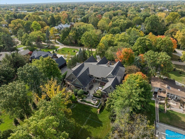 1330 Oxford Rd, Bloomfield Hills, MI 48304 - aerial overview of property's location featuring a heavily wooded area