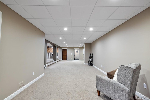 1330 Oxford Rd, Bloomfield Hills, MI 48304 - living area featuring recessed lighting and light colored carpet