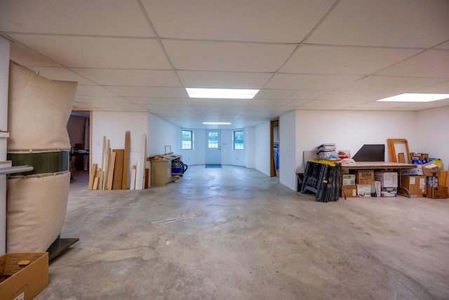 9128 Clover Dr, Milan, MI 48160 - basement featuring a drop ceiling