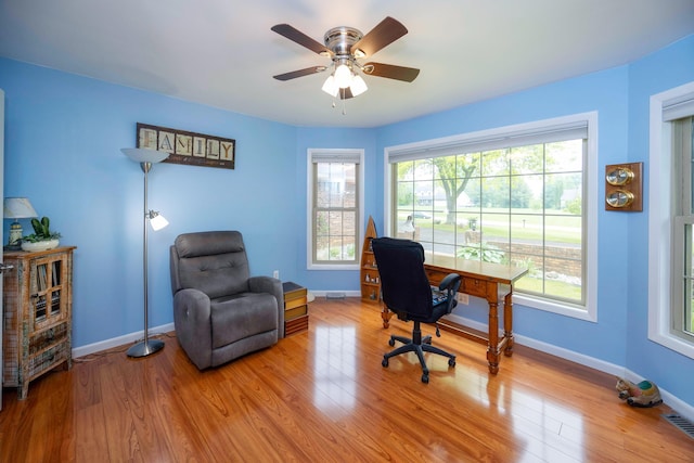 9128 Clover Dr, Milan, MI 48160 - office featuring ceiling fan and wood finished floors