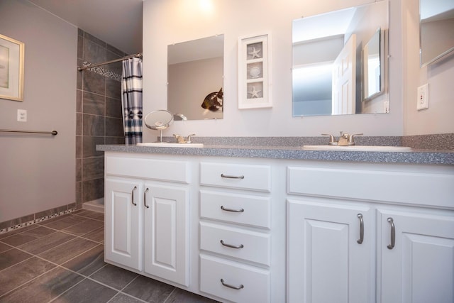9128 Clover Dr, Milan, MI 48160 - full bath with tile patterned flooring, double vanity, and tiled shower