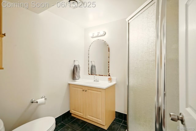 1377 Lake Shore Blvd, Lake Orion, MI 48362 - bathroom with tile patterned floors, vanity, and a stall shower