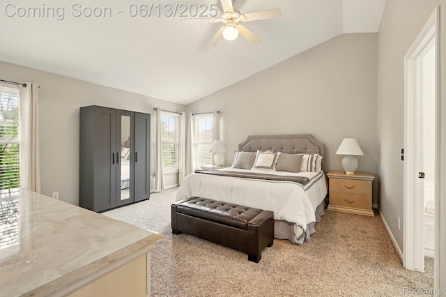 1377 Lake Shore Blvd, Lake Orion, MI 48362 - bedroom with light carpet, lofted ceiling, multiple windows, and access to outside