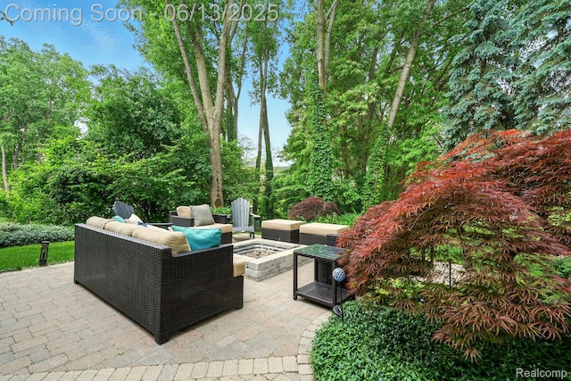 1377 Lake Shore Blvd, Lake Orion, MI 48362 - view of patio / terrace featuring an outdoor living space with a fire pit