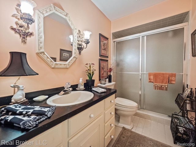 1299 Orchard Ridge Rd, Bloomfield Hills, MI 48304 - bathroom featuring vanity, a shower stall, and tile patterned flooring