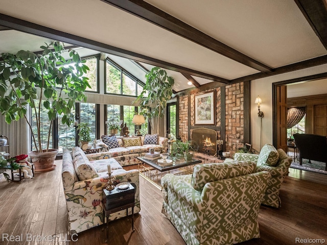 1299 Orchard Ridge Rd, Bloomfield Hills, MI 48304 - living area with a brick fireplace and wood-type flooring