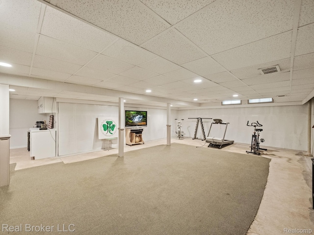 1299 Orchard Ridge Rd, Bloomfield Hills, MI 48304 - workout area featuring a paneled ceiling and recessed lighting