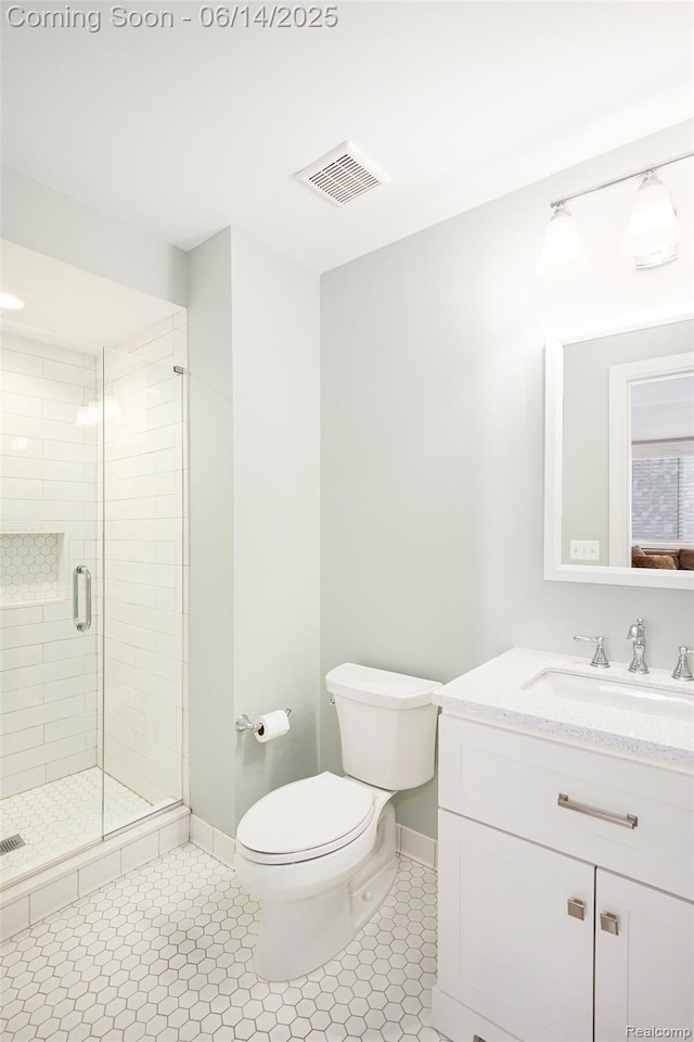 1060 Smith Ave, Birmingham, MI 48009 - bathroom with vanity, a stall shower, and tile patterned flooring
